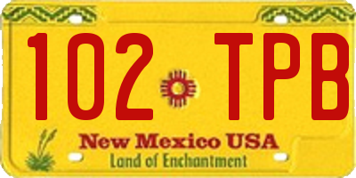 NM license plate 102TPB