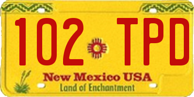 NM license plate 102TPD