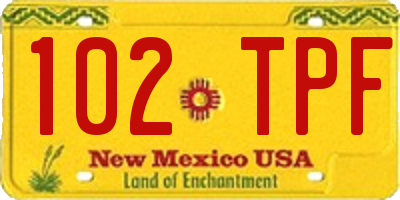 NM license plate 102TPF