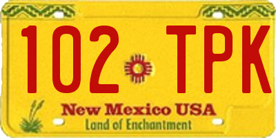 NM license plate 102TPK