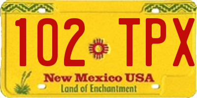 NM license plate 102TPX