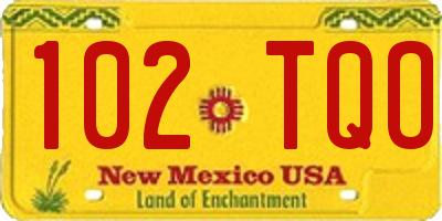 NM license plate 102TQO