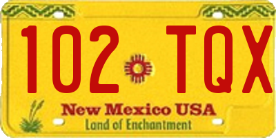 NM license plate 102TQX