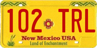 NM license plate 102TRL
