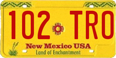 NM license plate 102TRO