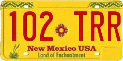 NM license plate 102TRR