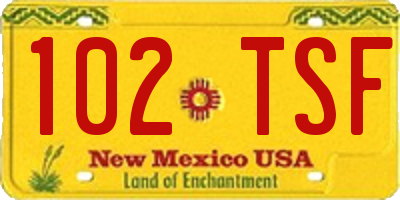 NM license plate 102TSF