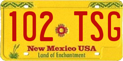 NM license plate 102TSG