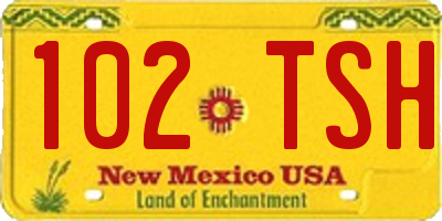 NM license plate 102TSH
