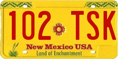 NM license plate 102TSK