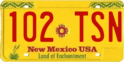 NM license plate 102TSN