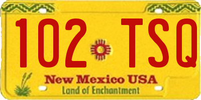 NM license plate 102TSQ