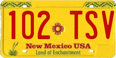 NM license plate 102TSV