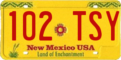 NM license plate 102TSY