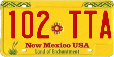 NM license plate 102TTA