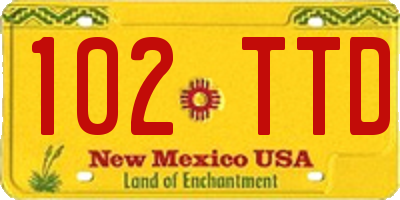 NM license plate 102TTD