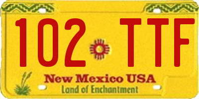 NM license plate 102TTF