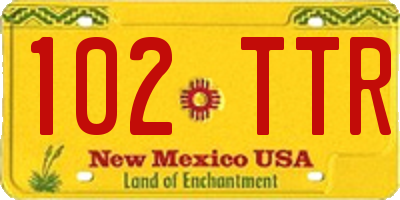 NM license plate 102TTR