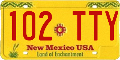 NM license plate 102TTY