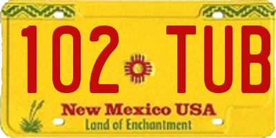 NM license plate 102TUB