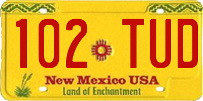 NM license plate 102TUD