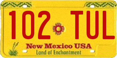 NM license plate 102TUL