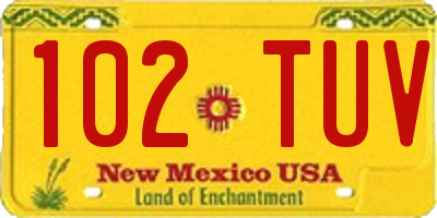NM license plate 102TUV