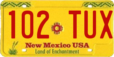 NM license plate 102TUX