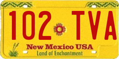 NM license plate 102TVA