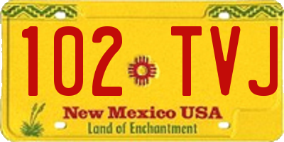NM license plate 102TVJ