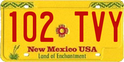 NM license plate 102TVY