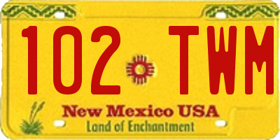 NM license plate 102TWM