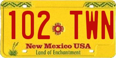 NM license plate 102TWN