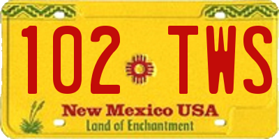 NM license plate 102TWS