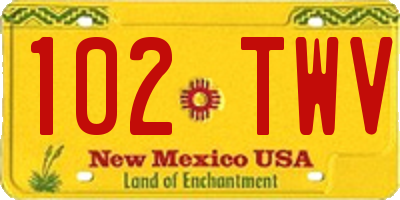 NM license plate 102TWV