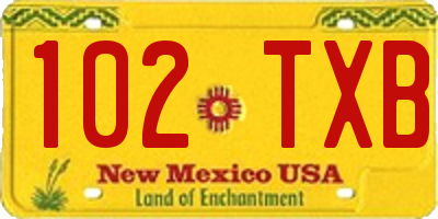 NM license plate 102TXB