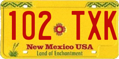 NM license plate 102TXK