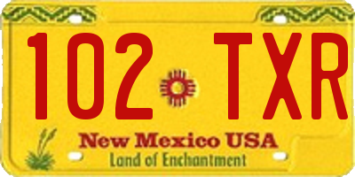 NM license plate 102TXR