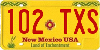 NM license plate 102TXS