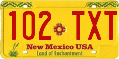 NM license plate 102TXT