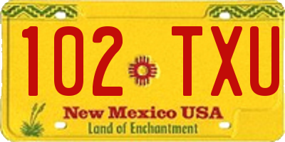 NM license plate 102TXU