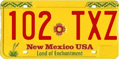 NM license plate 102TXZ