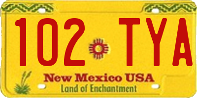 NM license plate 102TYA