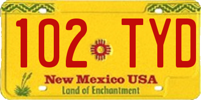 NM license plate 102TYD