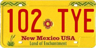 NM license plate 102TYE