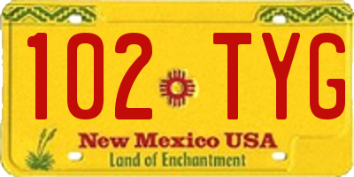 NM license plate 102TYG