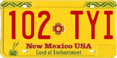 NM license plate 102TYI