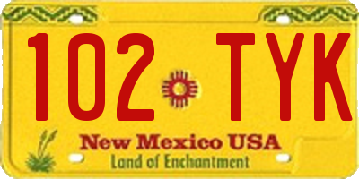 NM license plate 102TYK