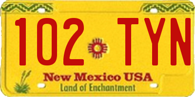 NM license plate 102TYN