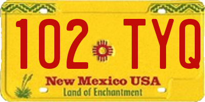 NM license plate 102TYQ